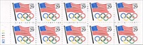 U.S.  #2528a Flag & Olympic Rings Pane - Unfolded