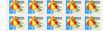 U.S. #2443a Beach Umbrella Booklet Pane of 10