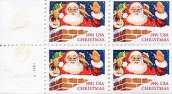 U.S. #2581b Santa in Chimney Booklet Pane of 4 - iHobb