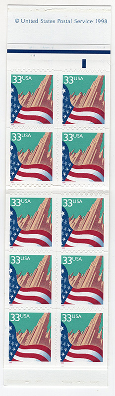 U.S. #3279a Flag Over City, Booklet Pane of 10