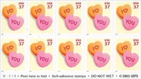 U.S. #3833a Love Candy Hearts Booklet of 20