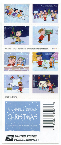 U.S. #5030b Charlie Brown Christmas, Booklet of 20