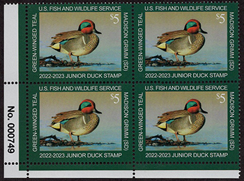 U.S. #JDS30 Junior Duck Stamp 2022 PNB of 4