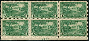 U.S. #617 Mint, Plate Block of 6