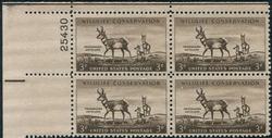 U.S. #1078 Wildlife Conservation - Antelope PNB of 4