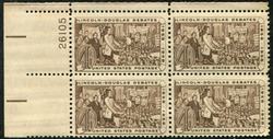 U.S. #1115 Lincoln Sesquicentennial - Lincoln Douglas 4c PNB of 4