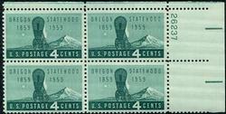U.S. #1124 Oregon Statehood PNB of 4
