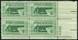 U.S. #1178 Civil War Centennial - Fort Sumter PNB of 4