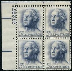 U.S. #1213 5c George Washington PNB of 4