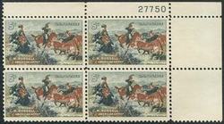 U.S. #1243 Charles M. Russell, Artist PNB of 4