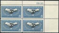U.S. #1266 International Cooperation Year PNB of 4