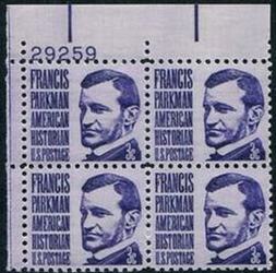 U.S. #1281 3c Francis Parkman PNB of 4