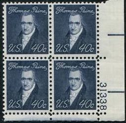 U.S. #1292 40c Thomas Paine PNB of 4
