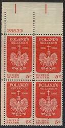 U.S. #1313 Polish Millennium PNB of 4