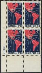 U.S. #1340 San Antonio Hemisfair '68 PNB of 4