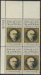 U.S. #1405 Edgar Lee Masters PNB of 4