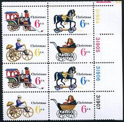 U.S. #1418b Christmas Toys 1970 PNB of 8