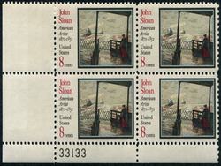 U.S. #1433 John Sloan, Artist PNB of 4