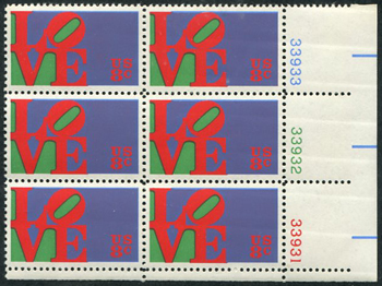 U.S. #1475 Love Issue PNB of 6