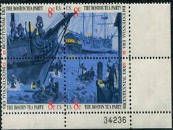 U.S. #1483a Boston Tea Party PNB of 4