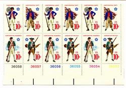 U.S. #1568a Revolution Military Uniforms PNB of 12
