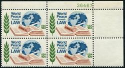 U.S. #1576 World Peace through Law PNB of 4