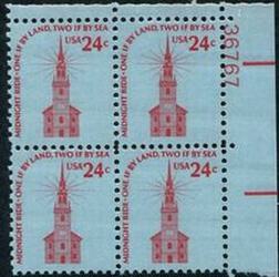 U.S. #1603 24c Old North Church PNB of 4