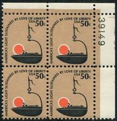 U.S. #1608 50c Iron Betty Lamp PNB of 4