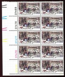 U.S. #1702 Christmas - Winter Pastime PNB of 10