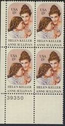 U.S. #1824 Helen Keller PNB of 4