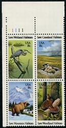 U.S. #1924a Wildlife Habitats Preservation PNB of 4