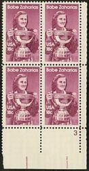 U.S. #1932 Babe Didrikson Zaharias PNB of 4