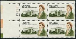 U.S. #1936 James Hoban 20c PNB of 4