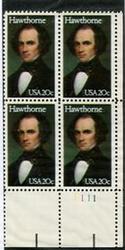 U.S. #2047 Nathaniel Hawthorne PNB of 4