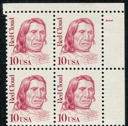 U.S. #2175 10c Red Cloud PNB of 4
