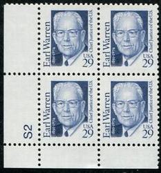 U.S. #2184 29c Earl Warren - PNB of 4