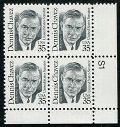 U.S. #2186 35c Dennis Chavez PNB of 4