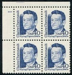 U.S. #2187 40c Claire Chennault PNB of 4