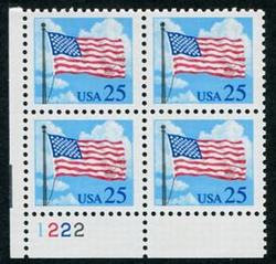 U.S. #2278 25c Flag in sky PNB of 4