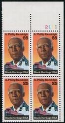 U.S. #2402 Asa Philip Randolph PNB of 4