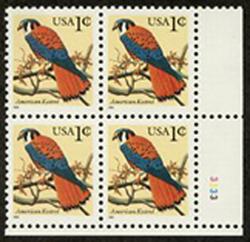 U.S. #2477 1c American Kestrel PNB of 4