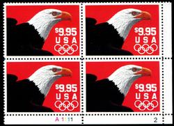 U.S. #2541 $9.95 Olympic Eagle PNB of 4