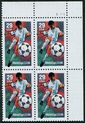 U.S. #2834 1994 World Cup 29c PNB of 4