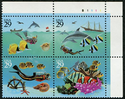 U.S. #2866a Wonders of The Sea PNB of 4
