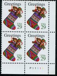U.S. #2872 Christmas Stockings PNB of 4