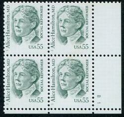 U.S. #2940 55c Alice Hamilton PNB of 4