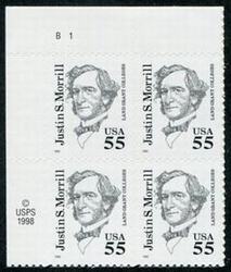 U.S. #2941 55c Justin Morrill PNB of 4