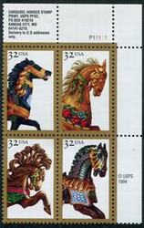 U.S. #2979a Carousel Horses PNB of 4