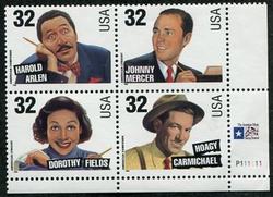 U.S. #3103a Songwriters PNB of 4