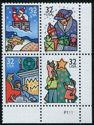 U.S. #3111a Christmas - traditional PNB of 4
